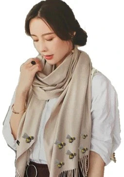 Bees handprinted Cashmere Feel Scarf