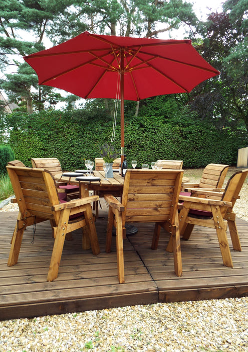 HB11 - Eight Seater Circular Wooden Garden Dining Table Set