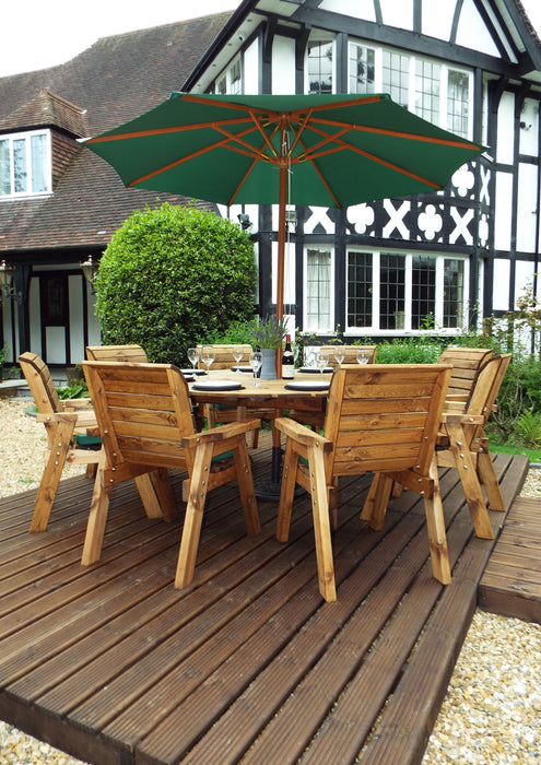 HB11 - Eight Seater Circular Wooden Garden Dining Table Set