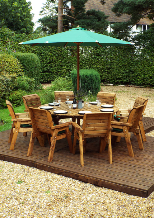 HB11 - Eight Seater Circular Wooden Garden Dining Table Set