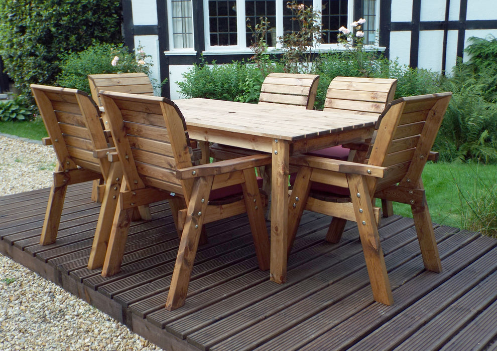 HB15 - Six Seater Rectangular Wooden Garden Table Set