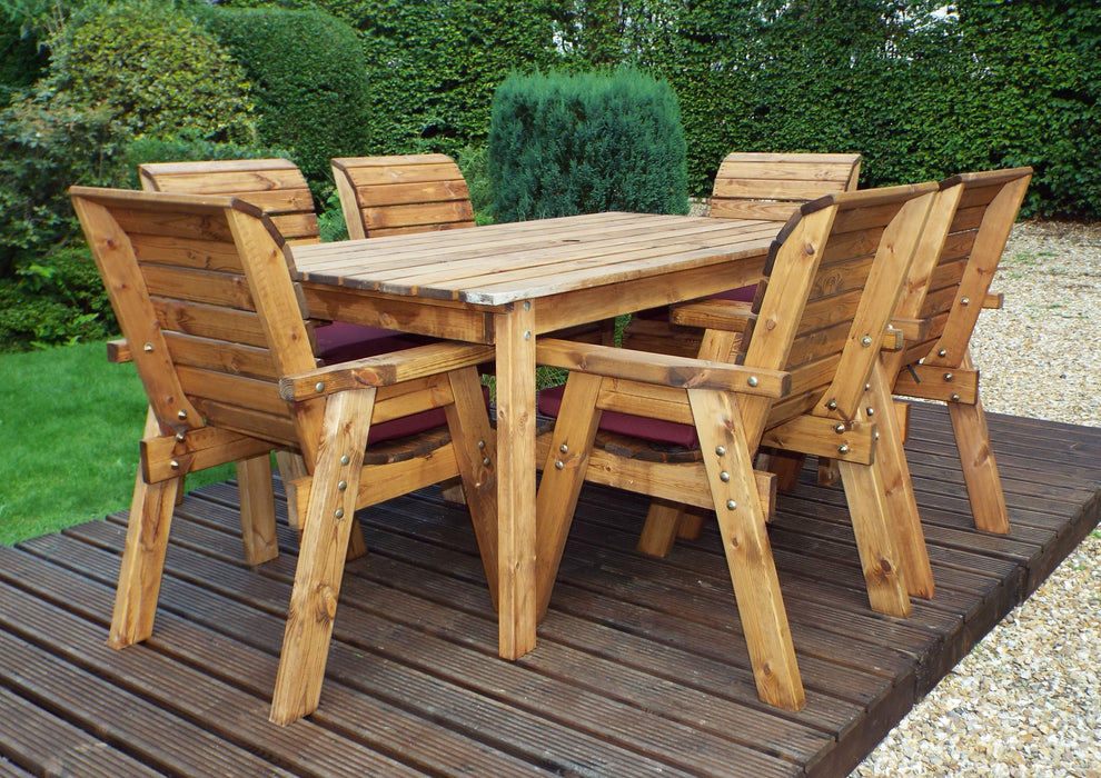 HB15 - Six Seater Rectangular Wooden Garden Table Set