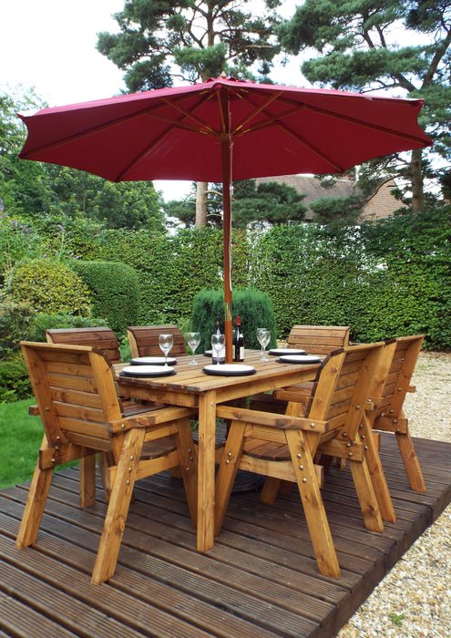 HB15 - Six Seater Rectangular Wooden Garden Table Set