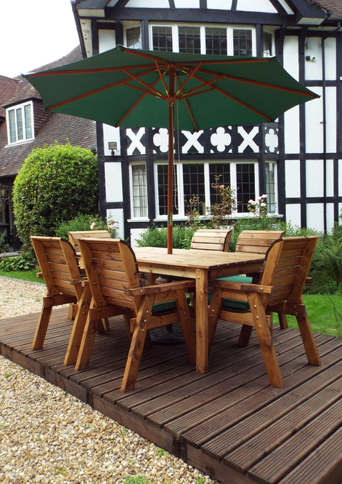 HB15 - Six Seater Rectangular Wooden Garden Table Set