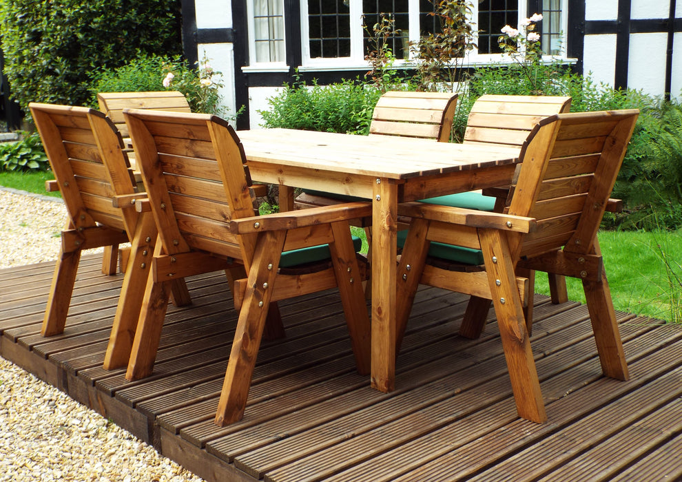 HB15 - Six Seater Rectangular Wooden Garden Table Set