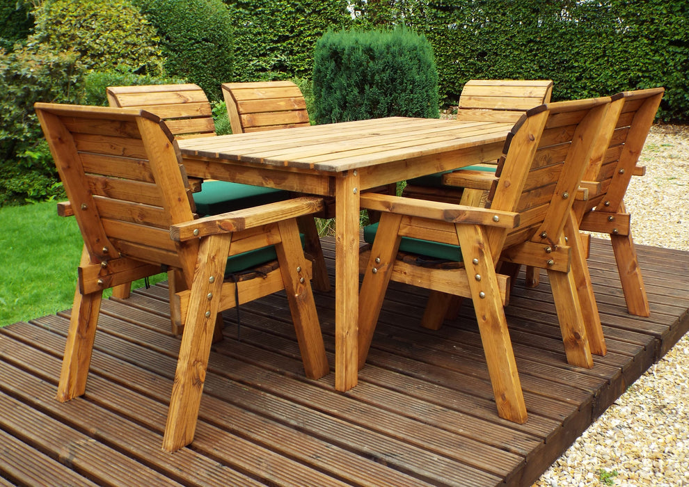 HB15 - Six Seater Rectangular Wooden Garden Table Set