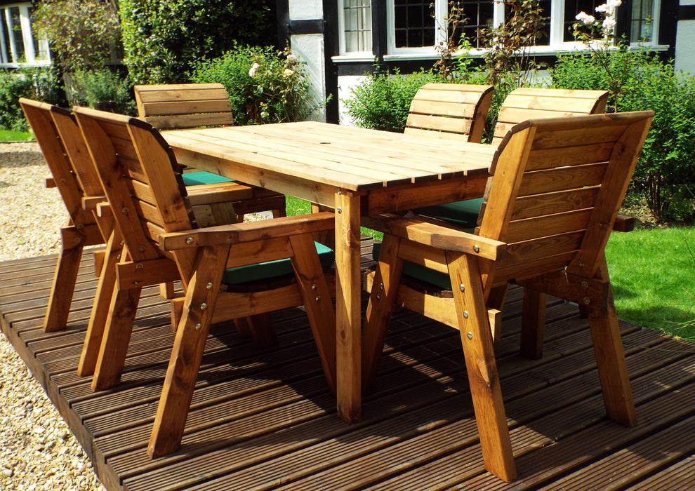 HB15 - Six Seater Rectangular Wooden Garden Table Set