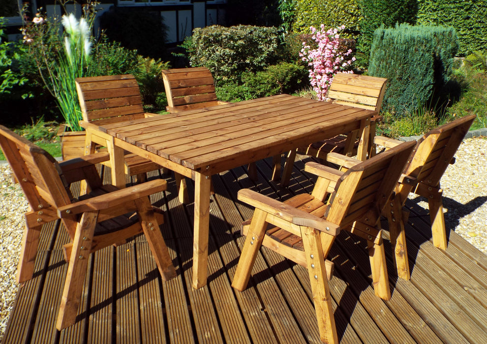 HB15 - Six Seater Rectangular Wooden Garden Table Set