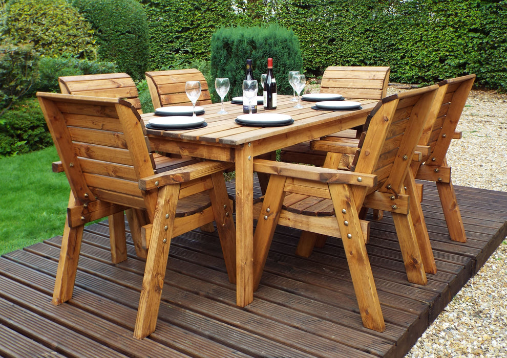 HB15 - Six Seater Rectangular Wooden Garden Table Set