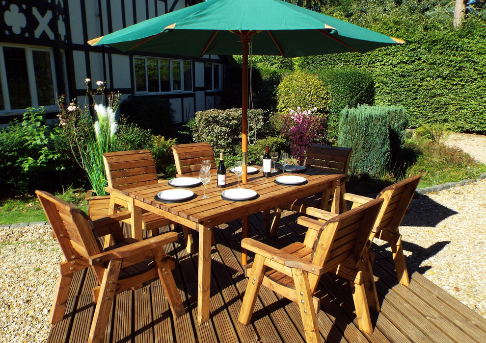 HB15 - Six Seater Rectangular Wooden Garden Table Set