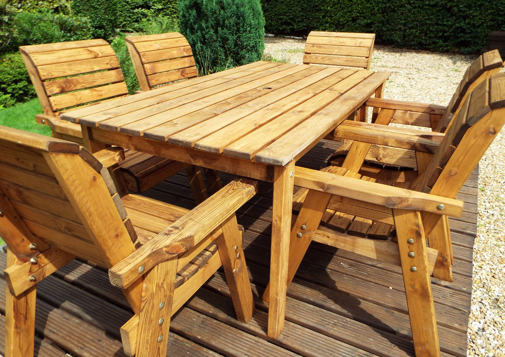 HB15 - Six Seater Rectangular Wooden Garden Table Set