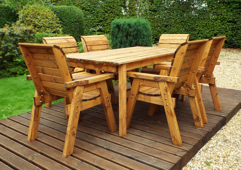 HB15 - Six Seater Rectangular Wooden Garden Table Set