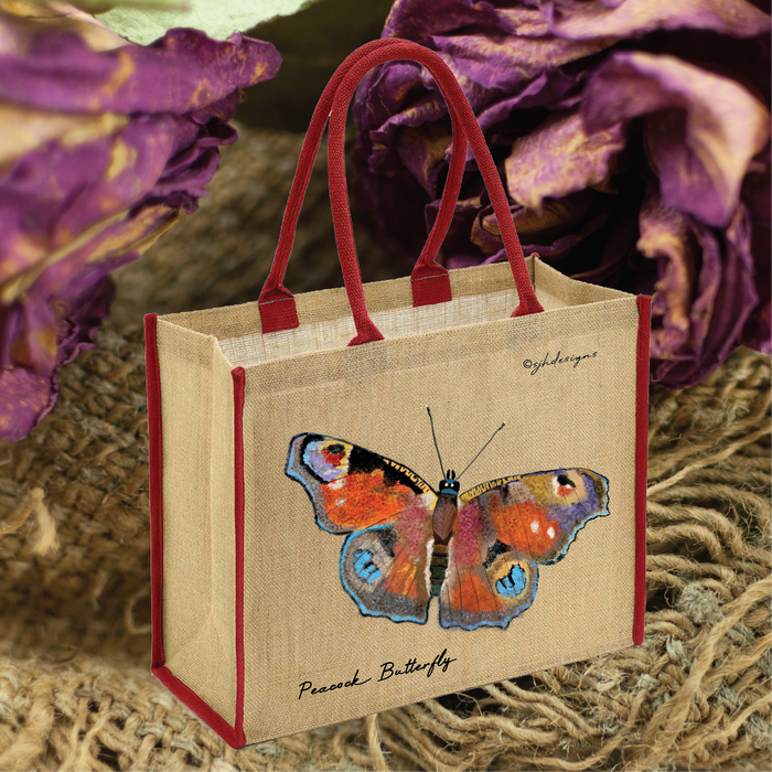 Peacock Butterfly Jute Shopper