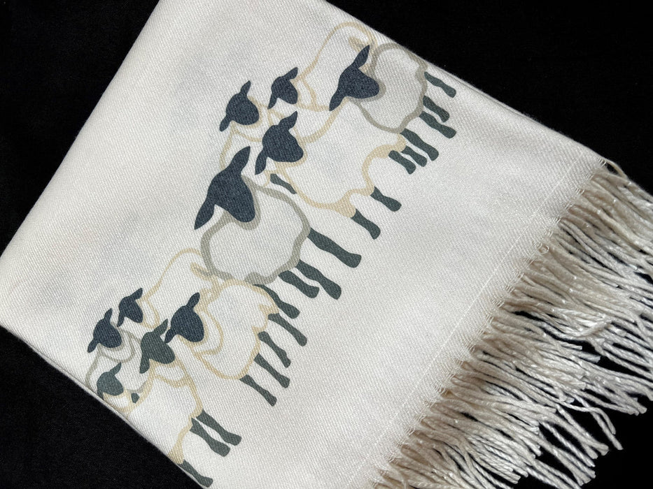 Sheep handprinted Cashmere Feel Wrap