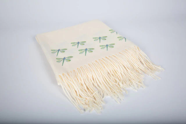 Dragonflies handprinted Cashmere Feel Wrap