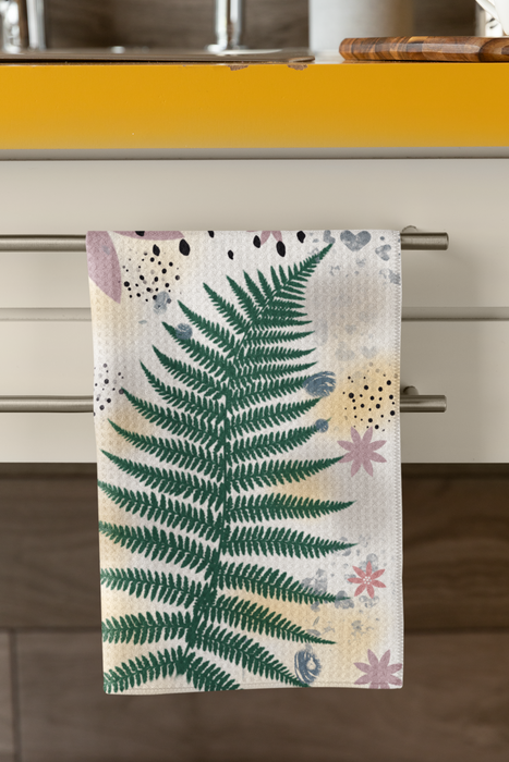 Green Fern Abstract Tea Towel