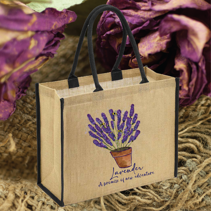 Sjh Lavender in a Pot Jute Shopper