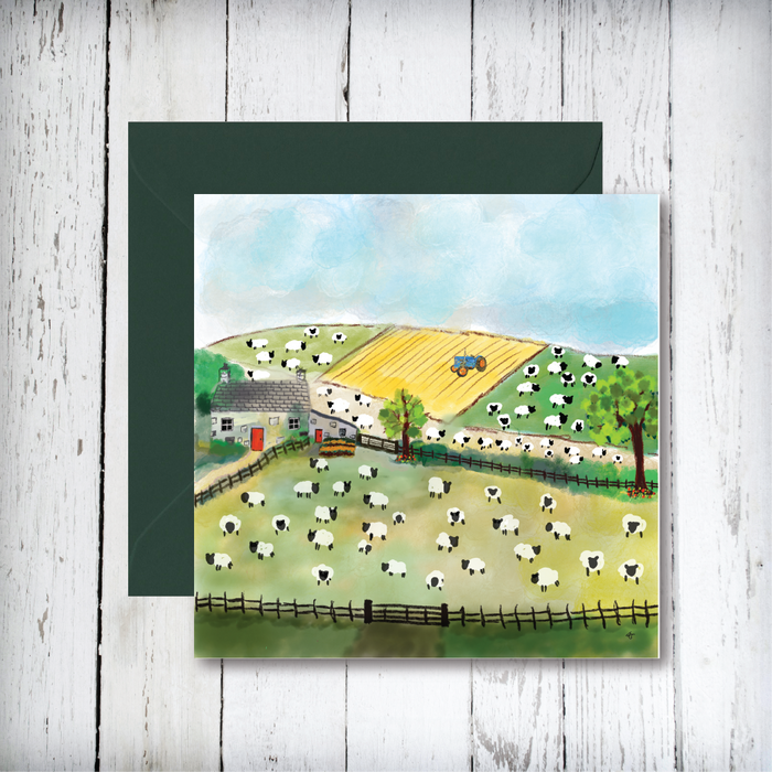 Counting Sheep SJH Art Greetings Card