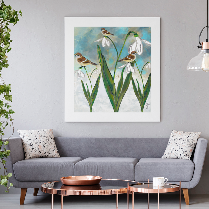 Sparrows on snowdrop Room Art